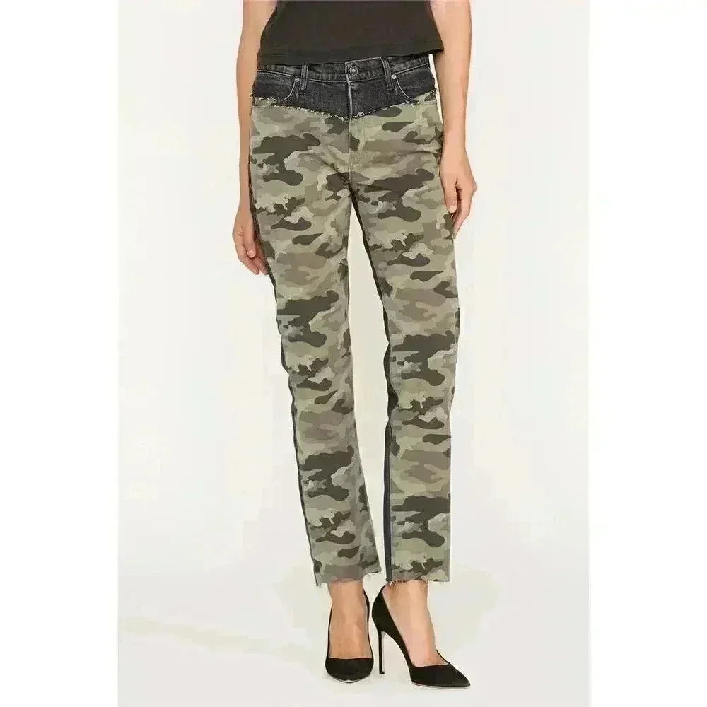 HUDSON Barbara Camo Detail Straight Leg‎ Jeans